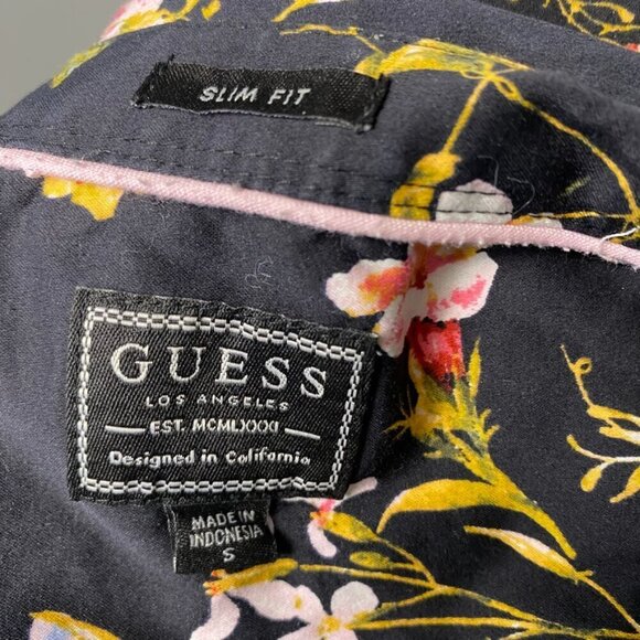 Guess Slim Fit Womens Black Floral Button Up Career Dress Shirt Size S - Picture 4 of 6